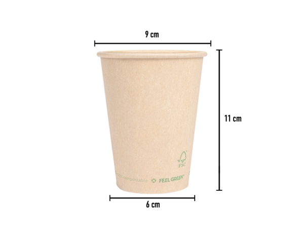 Copo de Cartão Kraft PLASTIC FREE 360ml - Ø9cm - Image 2