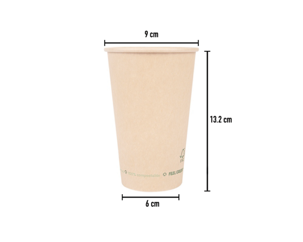 Copo de Cartão Kraft PLASTIC FREE 480ml - Ø9cm - Image 2