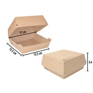 Caixa de Cartão Kraft para Hambúrguer 15x15cm