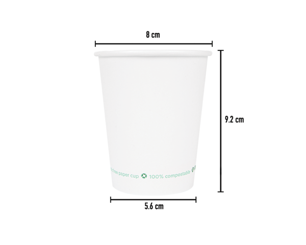 Copo de Cartão Branco PLASTIC FREE 240ml - Ø8cm - Image 2