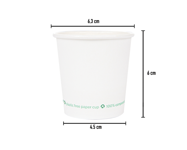 Copo de Cartão Branco PLASTIC FREE 120ml - Ø6cm - Image 2